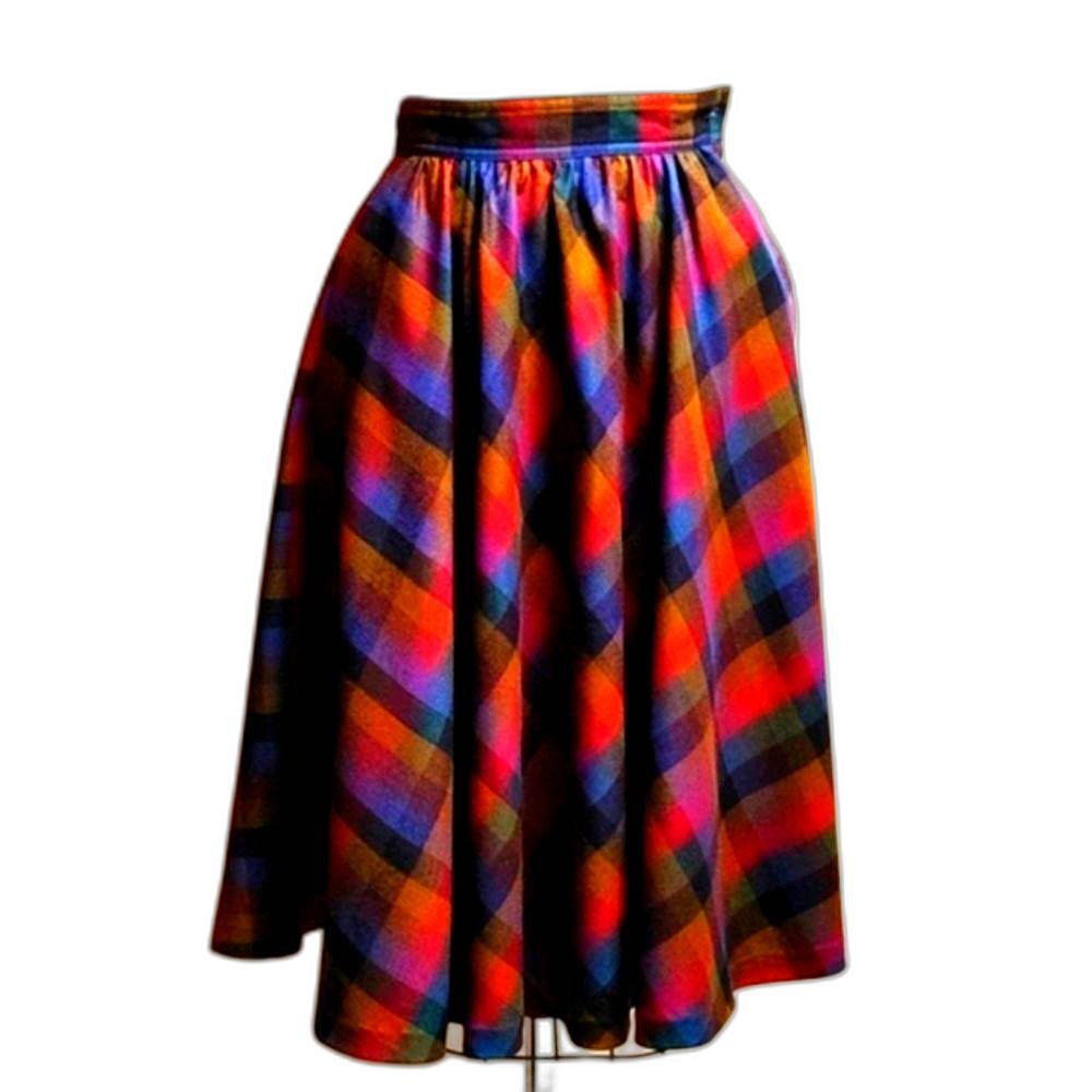 Vintage 80s Liz Claiborne Wool Plaid Midi Skirt  XS